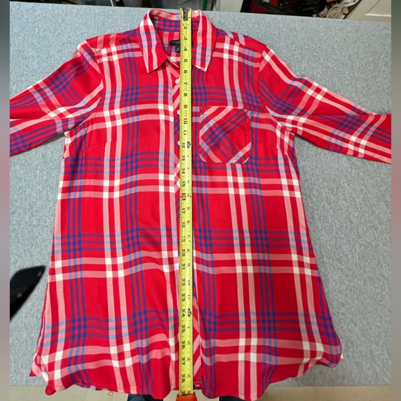 Talbots Vibrant Red and Blue Plaid Shirt - Picture 7 of 8